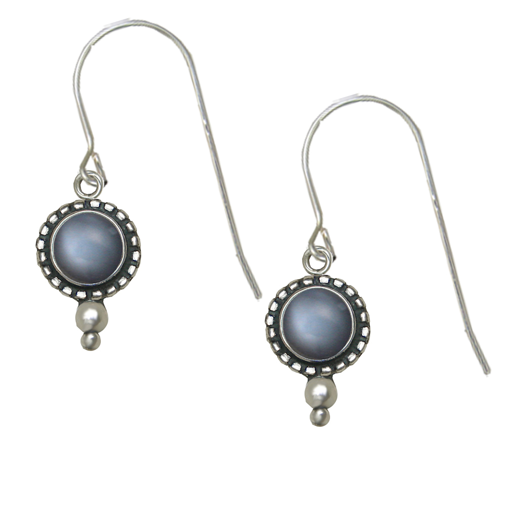 Sterling Silver Little Grey Moonstone Gemstone Drop Dangle Earrings